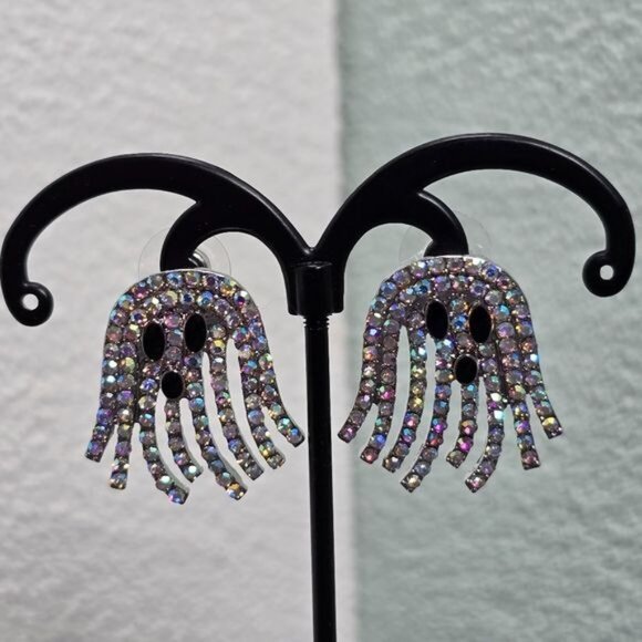 🎃 Sparkly Rhinestone Ghost Earrings (NWOT) - Picture 2 of 6